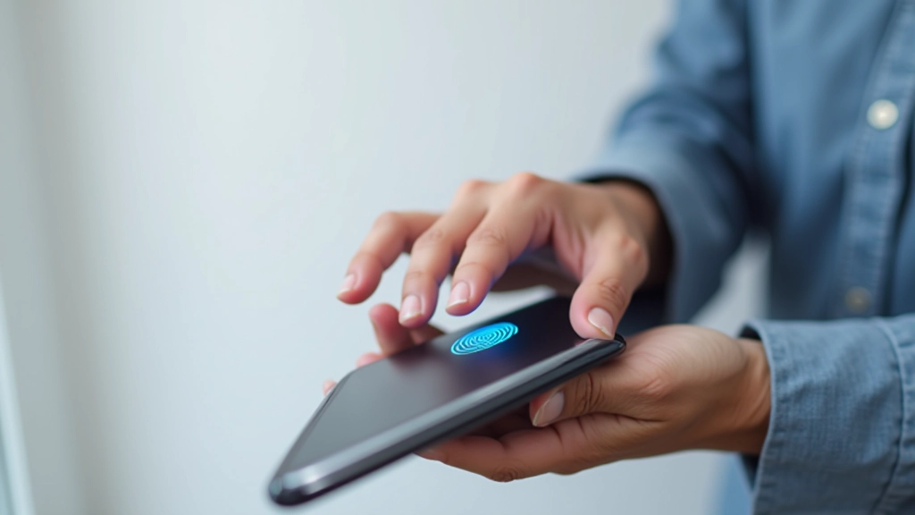 Biometryczna autentykacja na smartfonie — palec na sensorze odcisku palca